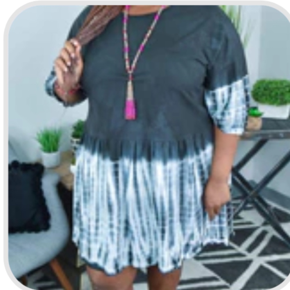 NWOT - Rae Mode Black/ White Tie Dye Dress - size 2XL